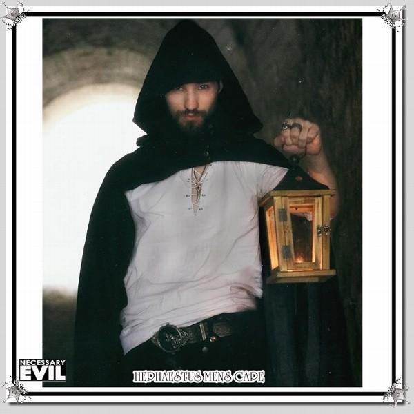 ファンタジーゴシック ビジュアル系 中世騎士なロング丈ケープ マキシ丈 黒 メンズ ゴス ファッショ...