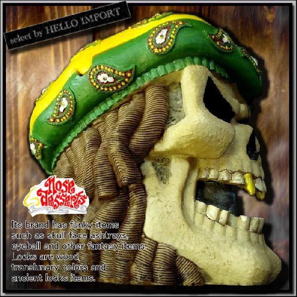 スカル 灰皿 おしゃれ 卓上 置物 ビンテージ風 ラスタ フタ付 USA アメリカン インテリア 雑...