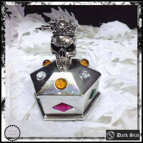 インテリア雑貨 キングドクロの六角形小物入れ 髑髏 スカル/rfh144