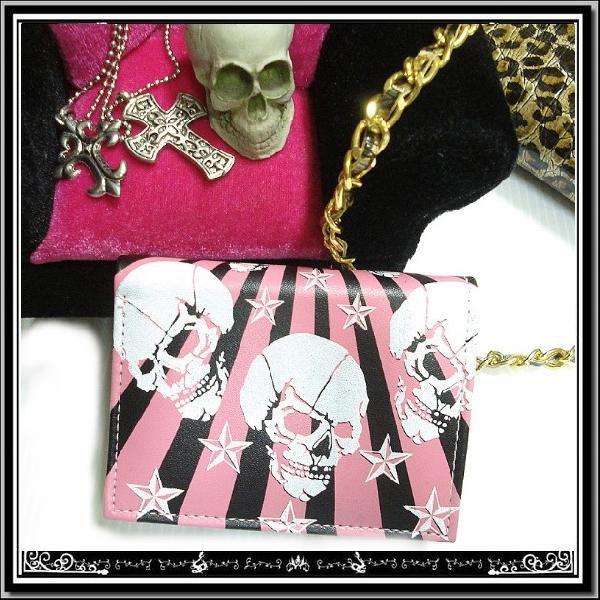 【売り切れ】/パンク/ロック/財布/ウォレット/スカル柄/レディース/ピンク/rfo050