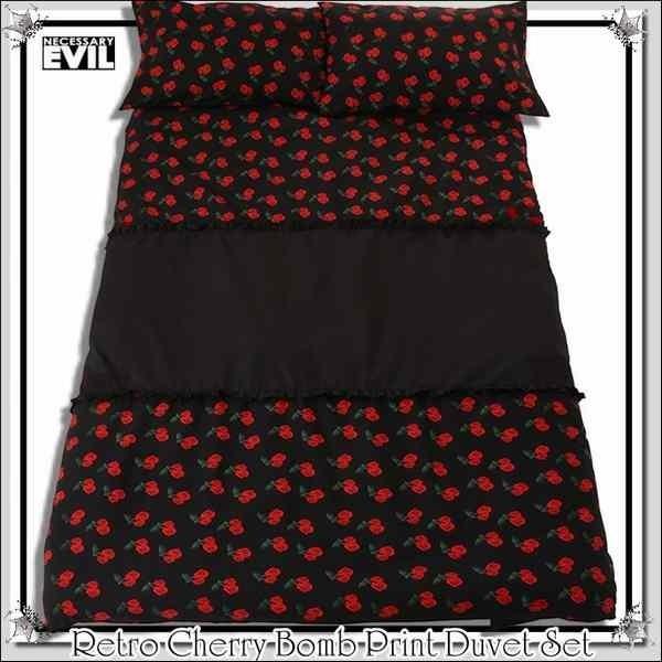 値下げ 爆弾チェリー柄 枕カバー 2点＆掛けシーツ1点のベッドカバー3点セット フリル エレガント ...