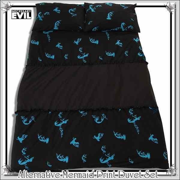 値下げ マーメイド柄 枕カバー 2点＆掛けシーツ1点のベッドカバー3点セット 人魚柄 フリル エレガ...