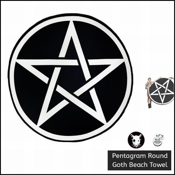 オカルトパンク ラウンドビーチタオル 大判 ビーチマット ペンタグラム柄 マルチカバー インテリア雑...