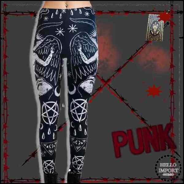 オカルトパンク 魔術悪魔崇拝ペンタグラム柄 レギンスファッション 再入荷/woj063