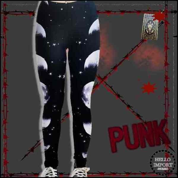 ゴシックパンク 月ムーン柄 レギンス レディース ファッション /woj064