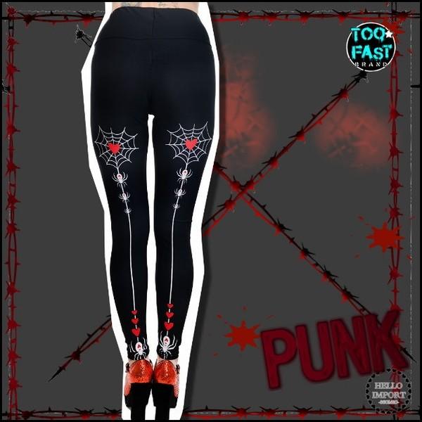 パンク ハート＆蜘蛛の饗宴レギンス ハイウェスト 蜘蛛の巣 ファッション レディース 大きいサイズ/...