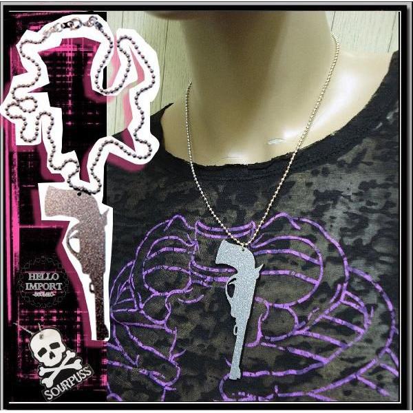 パンク ネックレス メンズ レディース 銃 ピストル型 クリックポスト送料無料/ won037