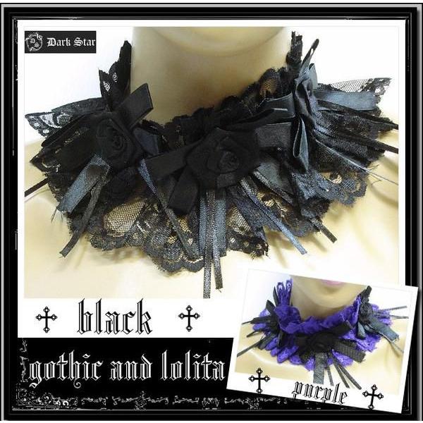 ゴスロリ ゴシック&amp;ロリータ 薔薇＆レースのチョーカー レディース 紫 /won055