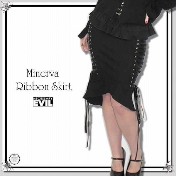 廃盤 ペンシル スカート サイドレースアップ ゴシック ファッション 服 ハイウェスト 黒 レディー...