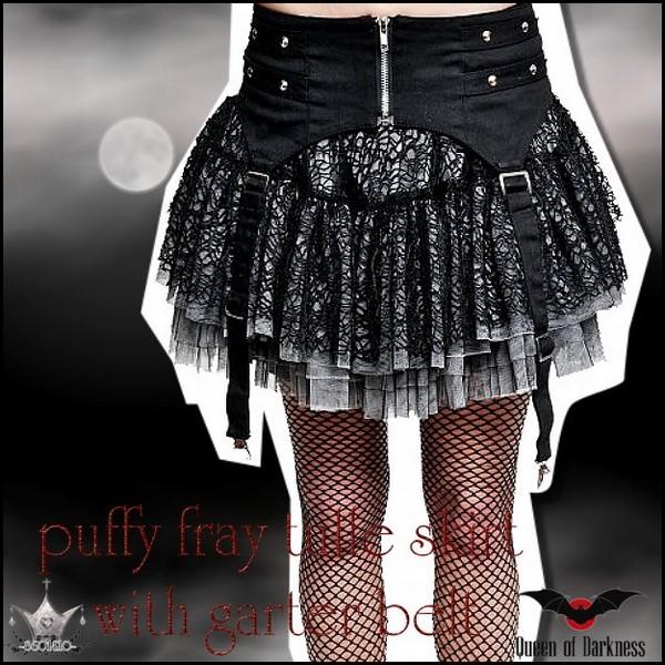 ゴスロリ ゴシック＆ロリータ ウェストベルト付き 蜘蛛の巣レース 退廃スカート /wosk042