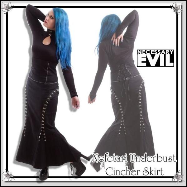 ハイウェスト マーメイド マキシ丈 スカート ゴシック 服 送料無料 黒 / wosk065