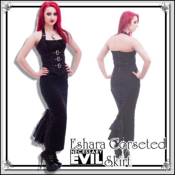 セール マキシ丈 スカート レースアップ＆ティアード ゴシック 服 小さいサイズ 黒 セクシー ビジ...