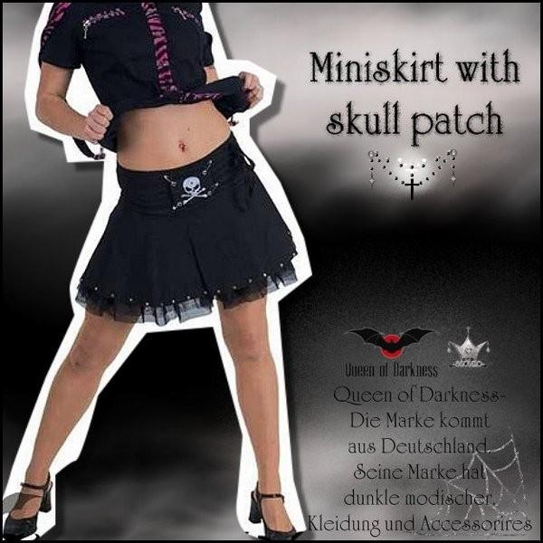 パンク 髑髏ワッペン＆鋲付き フレアスカート ローライズ  レディース ビジュアル系 V系/wosk...