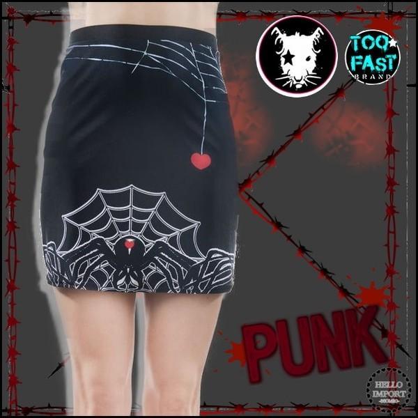 ゴシックパンク ハートがキュート蜘蛛の巣柄ミニスカート ホットスカート ファッション レディース/w...