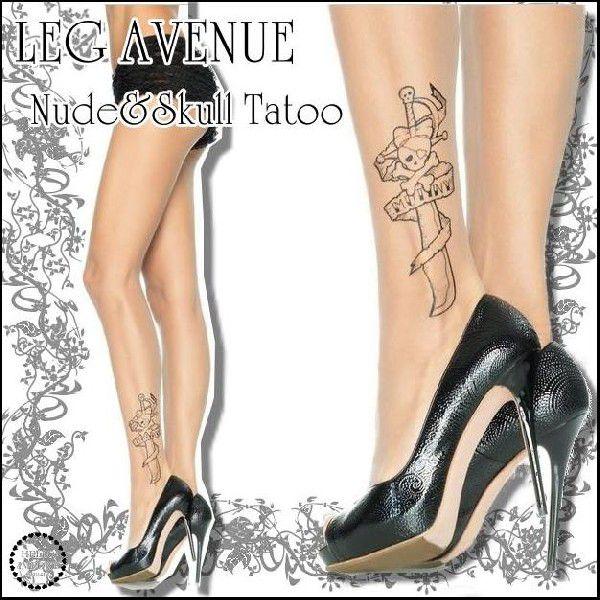 タトゥー スカル柄 パンティストッキング ヌード ベージュ LEG AVENUE クリックポスト送料...