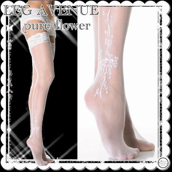 ラスト1枚 ストッキング 黒 結婚式 花柄 インポート LEG AVENUE クリックポスト送料無料...