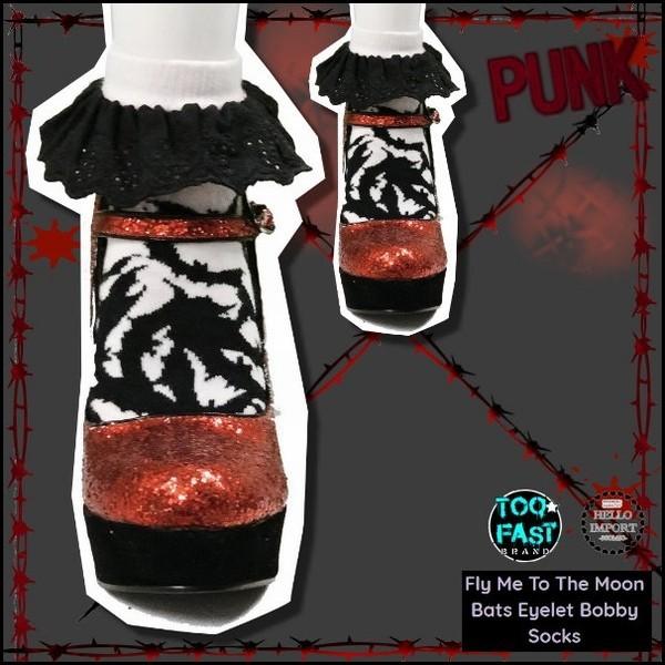 ゴスロリ フリル付こうもり柄靴下 アンクルソックス クリックポスト送料無料 蝙蝠/wosx096