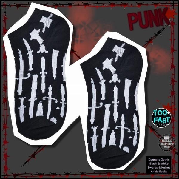 パンク 剣＆ナイフ柄靴下 スニーカーソックス クリックポスト送料無料/wosx100