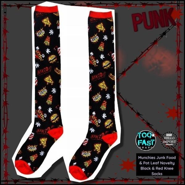 パンク ハンバーガー＆ピザ ジャンクフード柄靴下 ニーハイソックス クリックポスト送料無料/wosx...