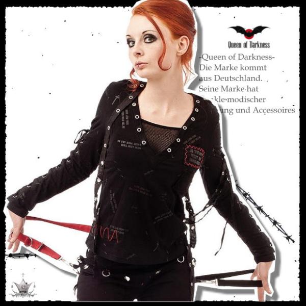 ゴシック 服 パンク Vネック 長袖Tシャツ tee カットソー ビジュアル系 V系 黒/wot19...