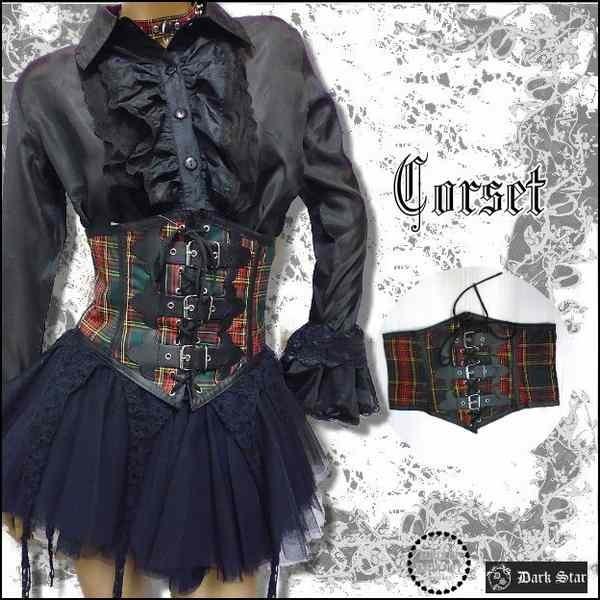 ゴシック＆パンク ファッション タータンチェック柄 ウェストコルセット 編み上げ ゴスパン /wot...
