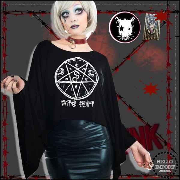 オカルトゴシックパンク 魔女の集まり-ペンタグラム カットソー レディース ファッション /wot2...