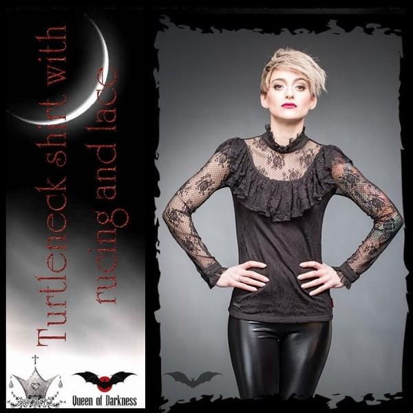 エレガントゴシック ビジュアル系 シアーライン レース＆フリル 長袖カットソー レディース トップス...