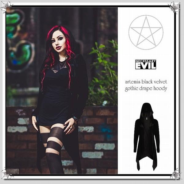 ゴシック ドレープ 羽織 セミロング丈 コート アウター クシュ袖 服 ビジュアル系 ファッション ...