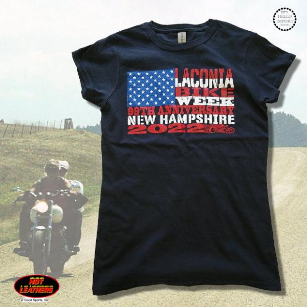 ホットレザーズ ラコニア-バイクウィーク 2022 半袖 tee プリント Tシャツ レディース バ...