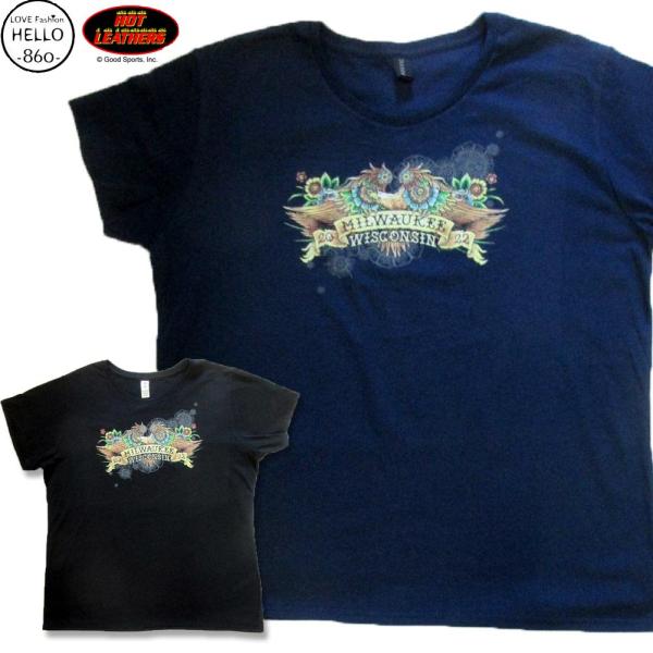 ホットレザーズ ミルウォーキー 2022 半袖 花鳥 柄 プリント Tシャツ レディース バイカーズ...