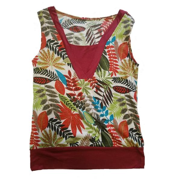 ネパール サイケ柄 ボタニカル柄 ノースリーブ カットソー トップス  レディース  ファッション ...