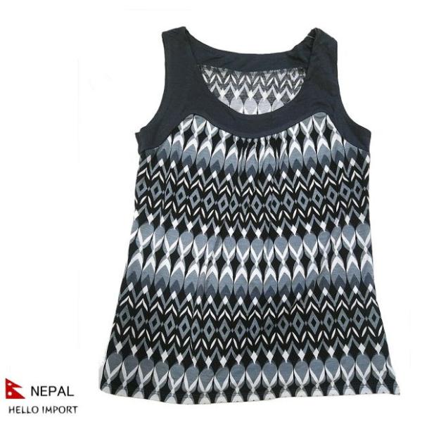 訳あり ネパール 花柄 ボタニカル柄 ノースリーブ カットソー トップス  レディース  ファッショ...