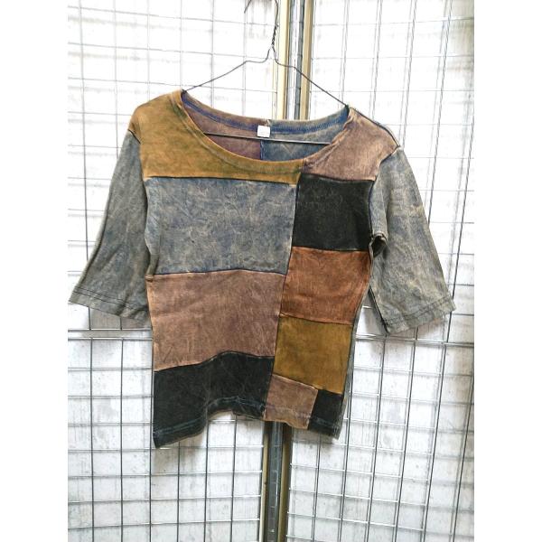 ネパール 半袖 パッチワーク柄 Tシャツ tee レディース メンズ ユニセックス アジアンファッシ...