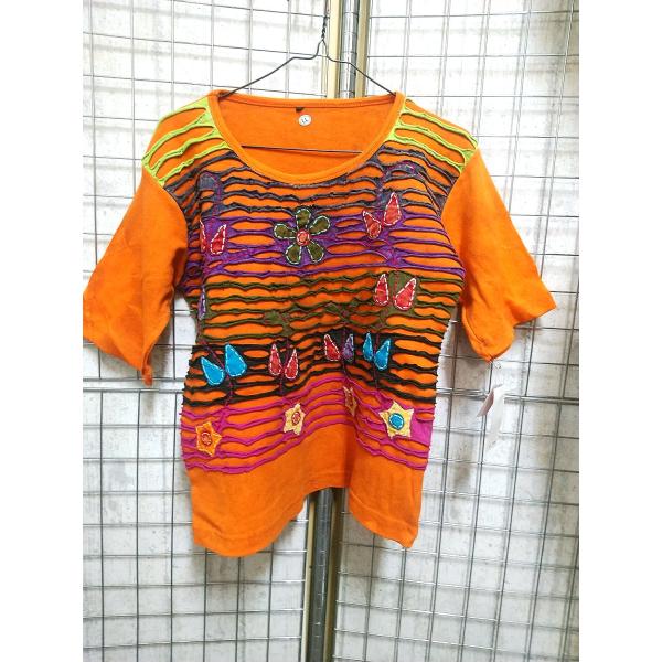 訳あり ネパール 半袖 花柄 Tシャツ tee ユニセックス アジアンファッション/wot361