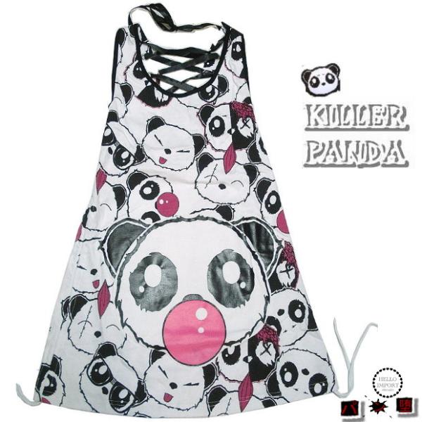 訳あり パンク風船ガムパンダ ノースリーブ ワンピース 個性的 服 レディース 可愛い 入手困難 レ...