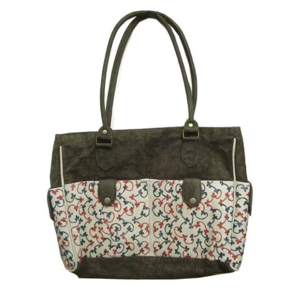 ネパール発 アジアン エスニック雑貨 ペイズリー刺繍 スエード トートバッグ  A4 ファッション ...