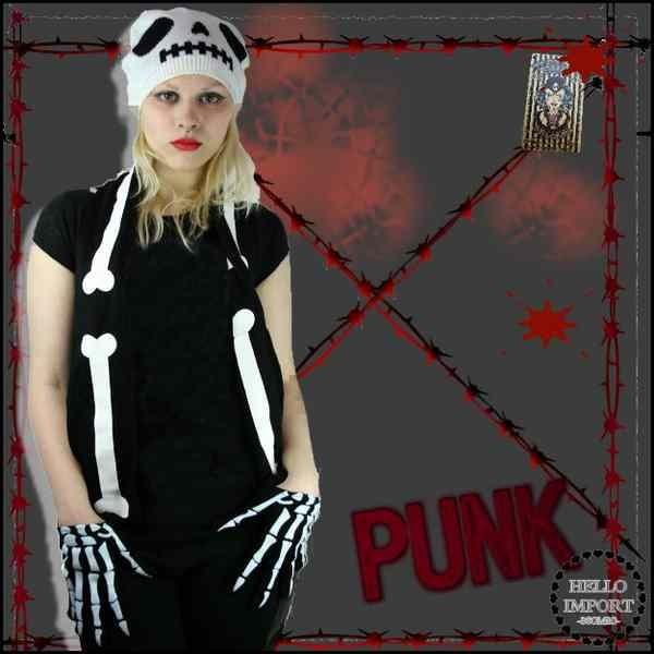 廃盤 ラスト1 レアアイテム パンク ファッション スカル柄ニット帽子&amp;骨柄マフラー 入手困難 ビジ...