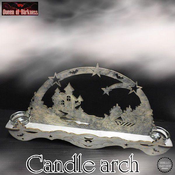 ティーライト用 キャンドル アーチ インテリア 雑貨 メルヘン コウモリ 木製 /wox132