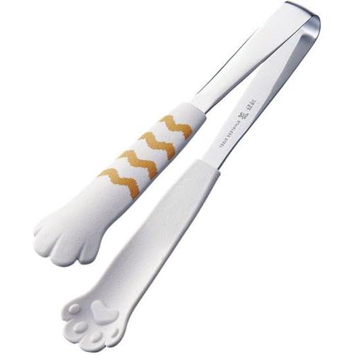 田辺金具 卓上トング きゃっちだにゃん しま 白