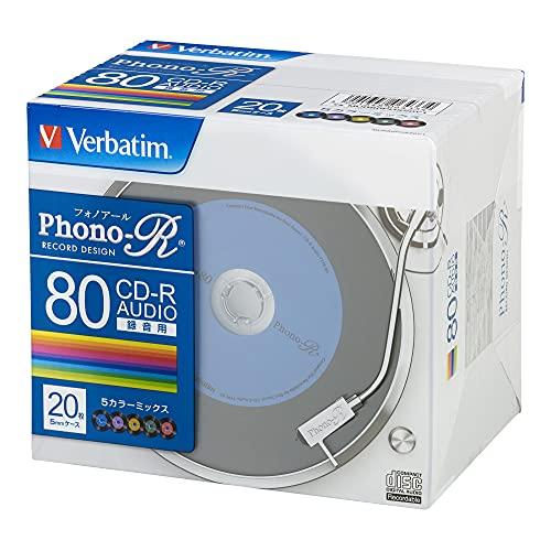 Verbatim バーベイタム 音楽用 80分 20枚 レコード調5色カラーレーベル Phono-R...