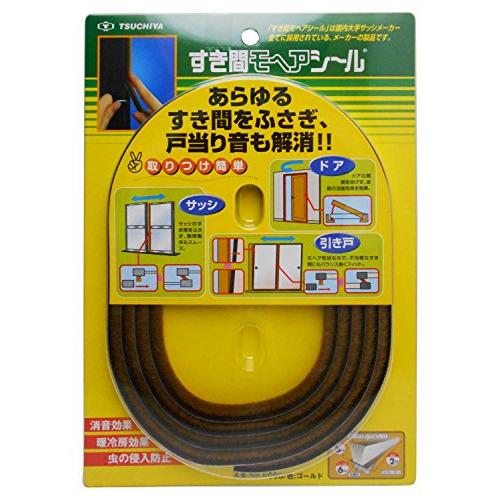 槌屋 すき間モヘアシール ゴールド 幅6X高さ6mmX長さ2m No.6060