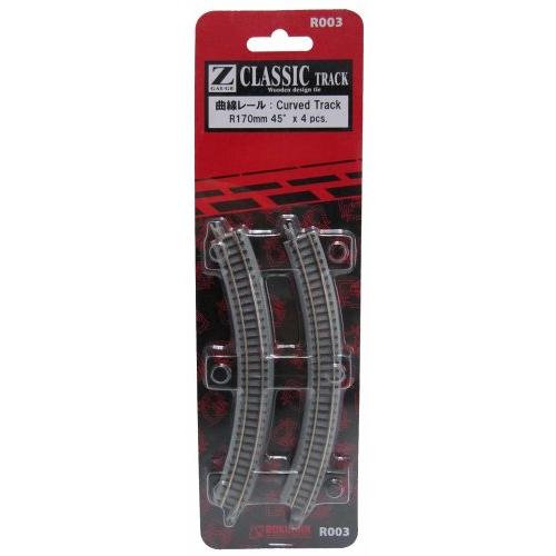 ロクハン Zゲージ R003 曲線レール R170mm 45°