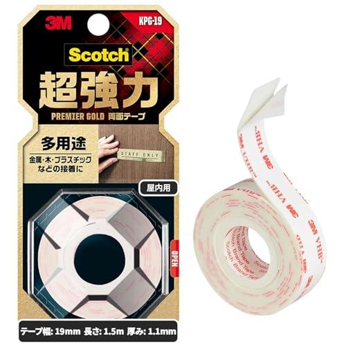 3M 両面テープ 超強力 多用途 幅19mm 長さ1.5ｍ スコッチ KPG-19 小巻 プレミアゴ...