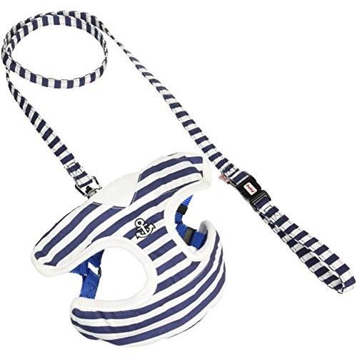 ペティオ (Petio) ワンワンカジュアル マリンベストハーネス&amp;リード ブルー 小型犬用 S サ...