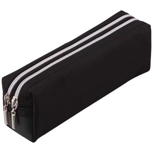 レイメイ藤井 ペンケース 筆箱 ダブルファスナー 大 ブラック FY279B