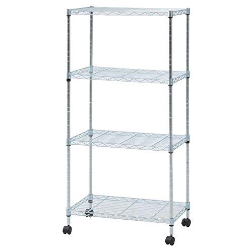 不二貿易 メタルラック 4段 幅60×奥行35×高さ122.5cm クロム スチールラック ポール径...