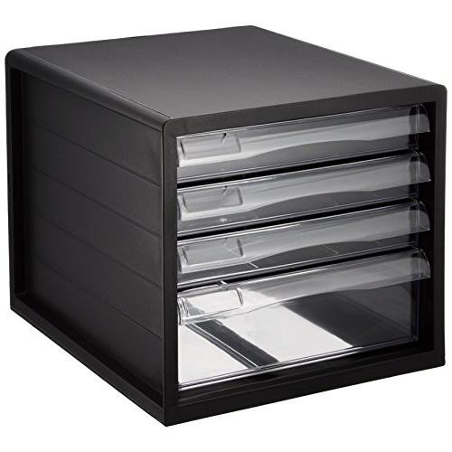 ナカバヤシ A4レターケース4段（浅3+深１） ブラック A4E-04B