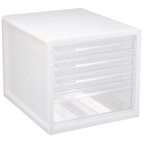 ナカバヤシ A4レターケース4段（浅3+深１） ホワイト A4E-04W