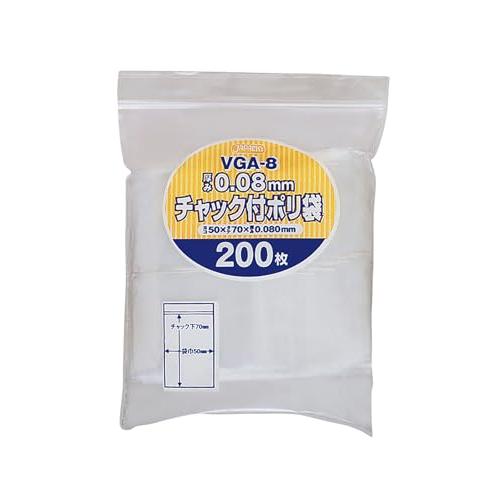 ジャパックス チャック付きポリ袋 透明 横5cm×縦7cm 厚み0.08mm 200枚 厚口タイプ ...