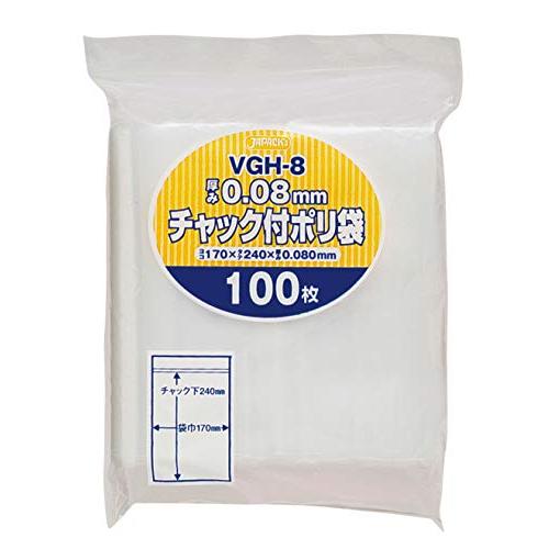 ジャパックス チャック付き ポリ袋 無地 横17×縦24cm 厚み0.08mm 厚口タイプ 保管 整...